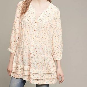 Anthropologie Paccia Buttondown Tunic, by Maeve - Neutral motif, size M